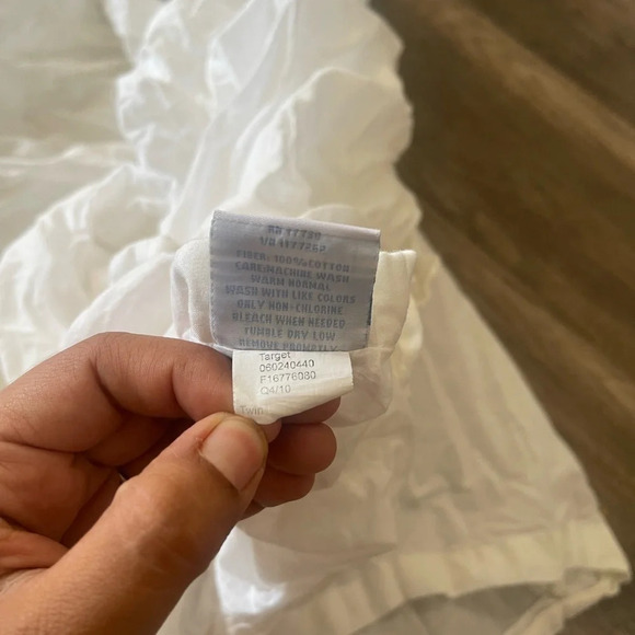 Simply Shabby Chic TWIN Solid White Ruched Smocked Duvet Cover Rachel Ashwell - Picture 7 of 16